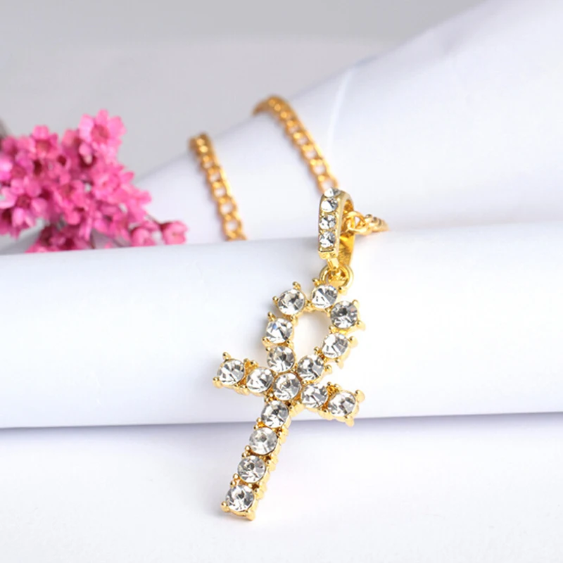  Black Color Rhinestone Crystal Cross Pendant Necklace Crucifix Long Necklaces&ampPendants Charm Men Hip Hop Jewelry | Украшения и