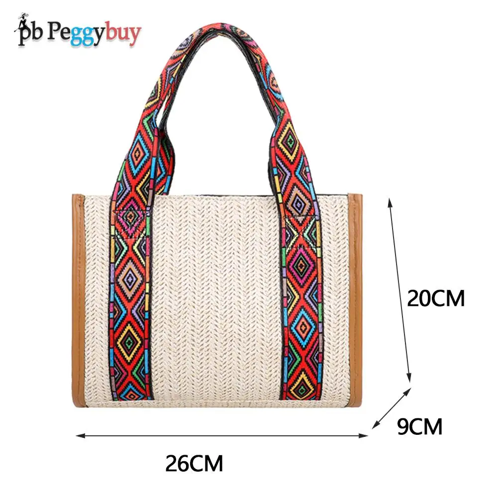 

Small Beach Handbags Women Summer Bags Fashion Woven Shoulder Shopping Bag Casual Women Patchwork Large Tote Handbags