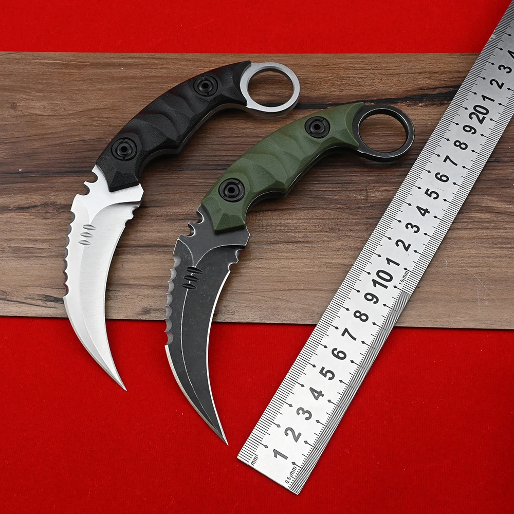 

Pocket Knife CS GO Karambit Nylon Handle D2 Fixed Blade Outdoor Camping Survival Hunting Knifes Military Tactical Rescue Knives