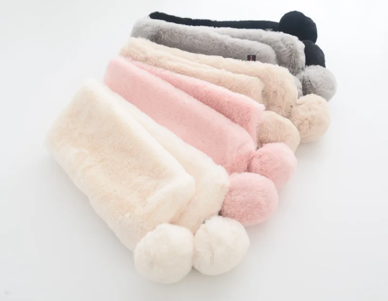 PPXX Winter Kid Fur Scarf Children Scarves Faux Rabbit Neck Warmer Baby Ball Girls Boys Bufanda |
