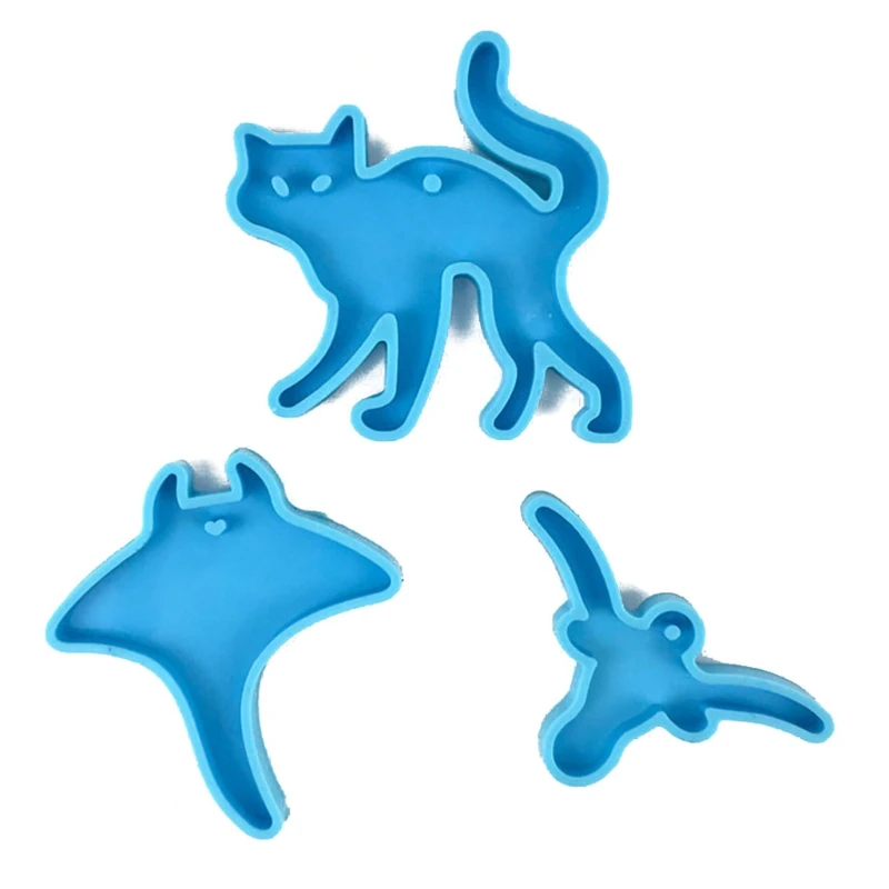 

3 PCS Animal Series Keychain Silicone Mold with Hole Keyring Pendant Handmade Valentine's Day Gift Jewelry