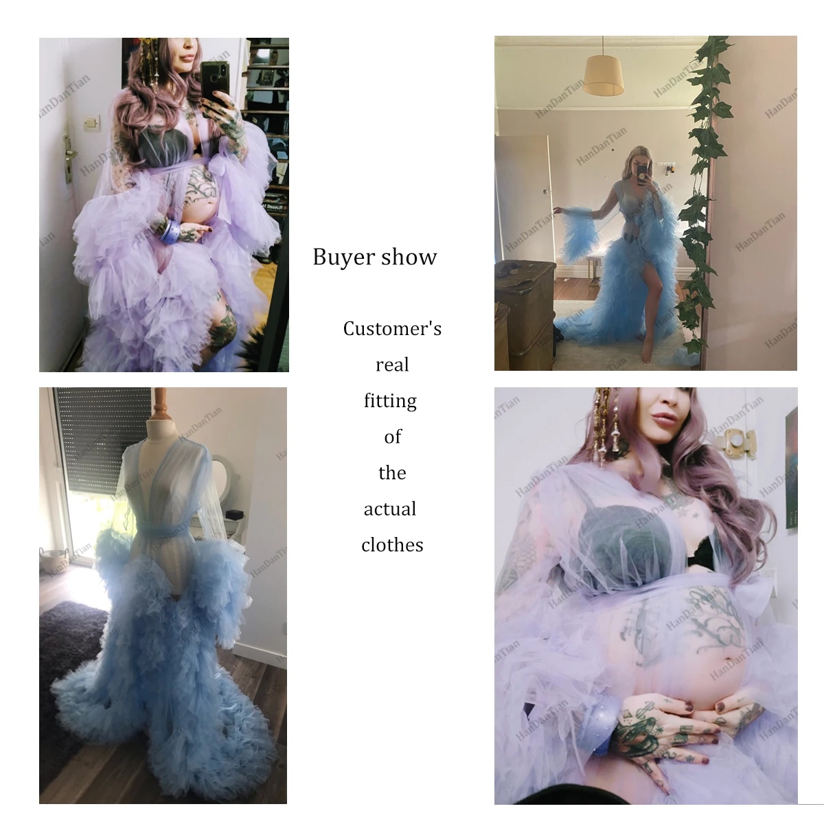 Женский прозрачный халат с длинным рукавом S-XL цвет в ассортименте