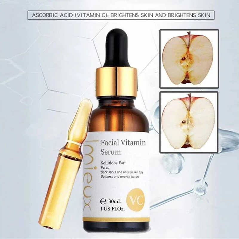 

Facial Vitamin Serum Dark Spots Ampoules Face Freckle Remove Anti Aging Face Essence Bright and Luminious Skin Whitening Serum