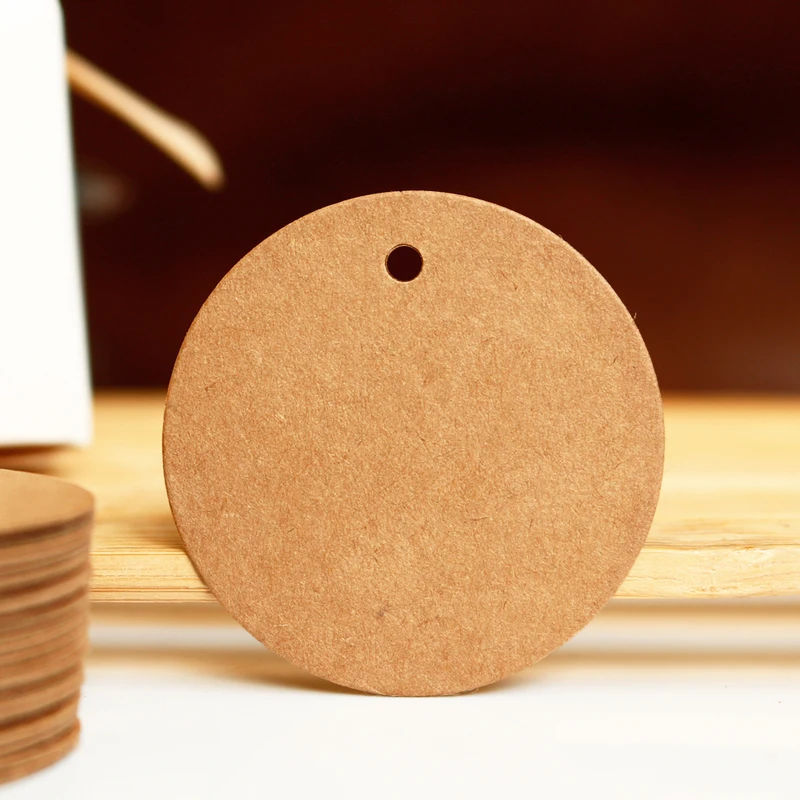 

100pcs Blank Kraft Paper Tag Round Paper Vintage Gift Tag 4cm 3cm Sewing DIY Craft Supplies Garment Tag Wedding Party Label Card