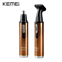 kemei km 6629 powerful electric clipper 2in1 man and woman nose hair trimmer safe face care shaving trimmer for nose trimer