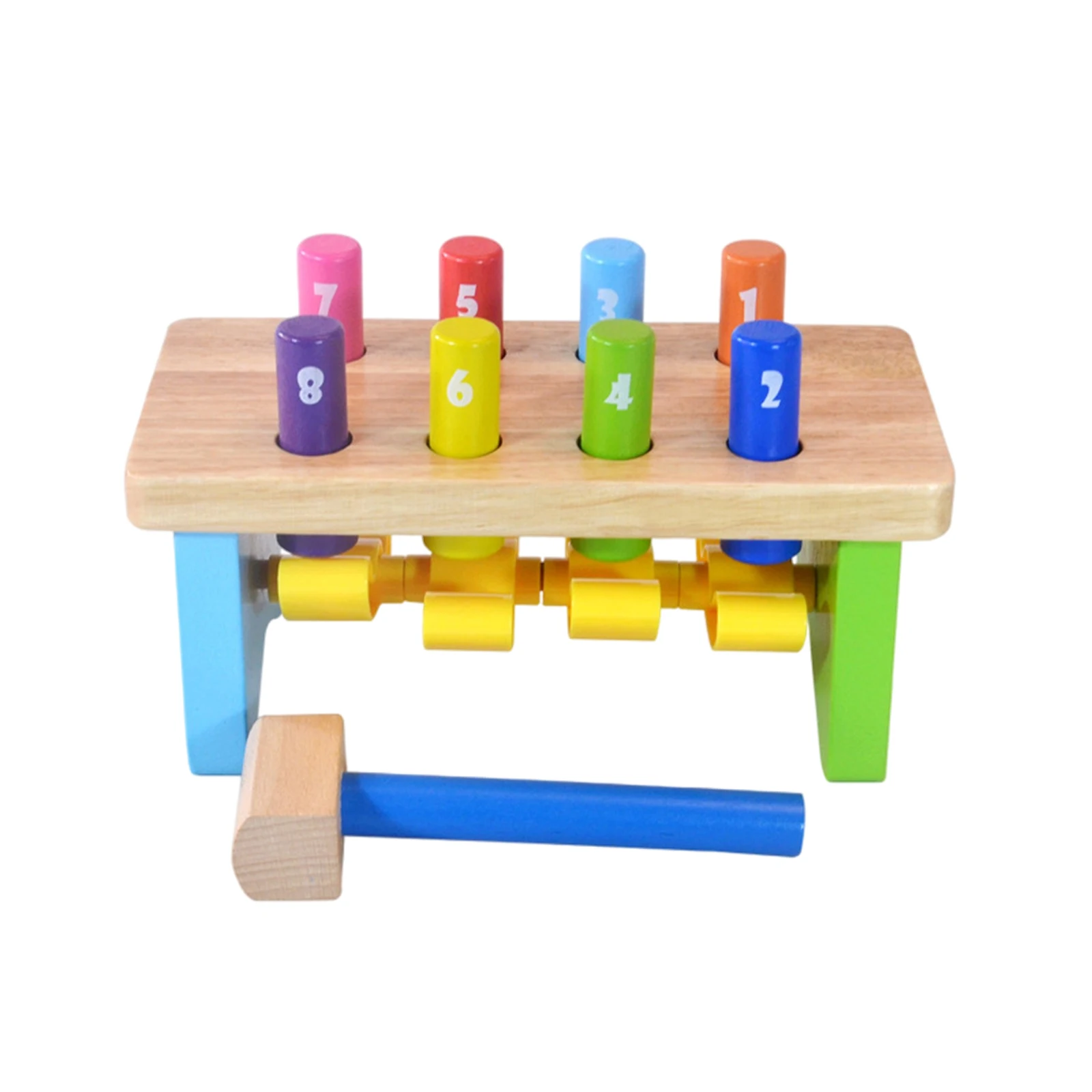 

Montessori Wood Hammering Bench with Mallet Early Toy Toddler Creative