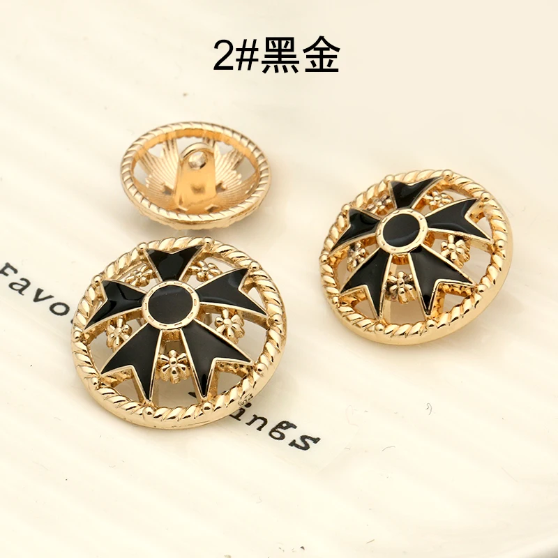 Декоративные пуговицы в виде цветов металлические золотистые черные винтажные