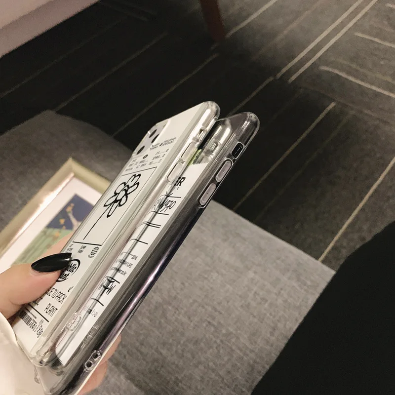 

Transparent flower memo silicone phone case for iPhone11 12Pro Max mini X XR XS XSMax 8 7PluS anti-drop protective back cover