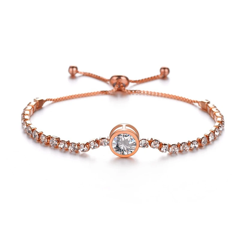 E0049-9 Rose Gold Модный брендовый дизайнерский Кристальный соединенный женский браслет с бабочкой, регулируемые браслеты на цепочке, подарки, Прямая поставка - Окраска металла: E0049-9 Rose Gold