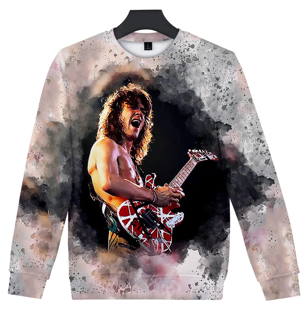 Новинка толстовка с 3D-принтом Эдди ван Халена рэпера хип-поп круглым вырезом для