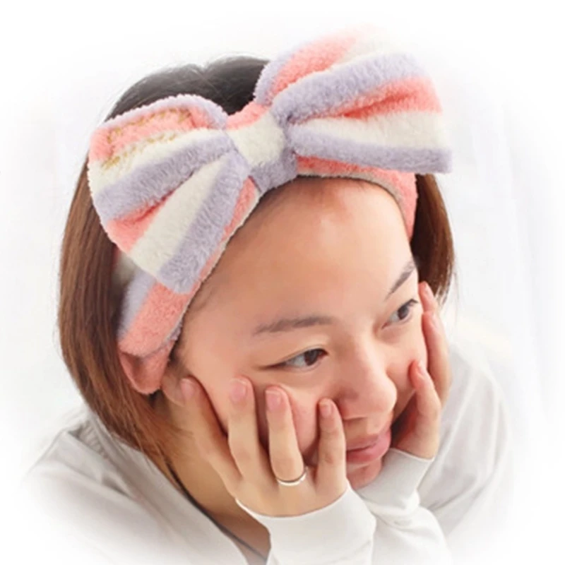

6PCS Facial Makeup Headband Soft Coral Fleece Cosmetic Headband For Women Bow Hair Band For Washing Face Mask Shower Gifts