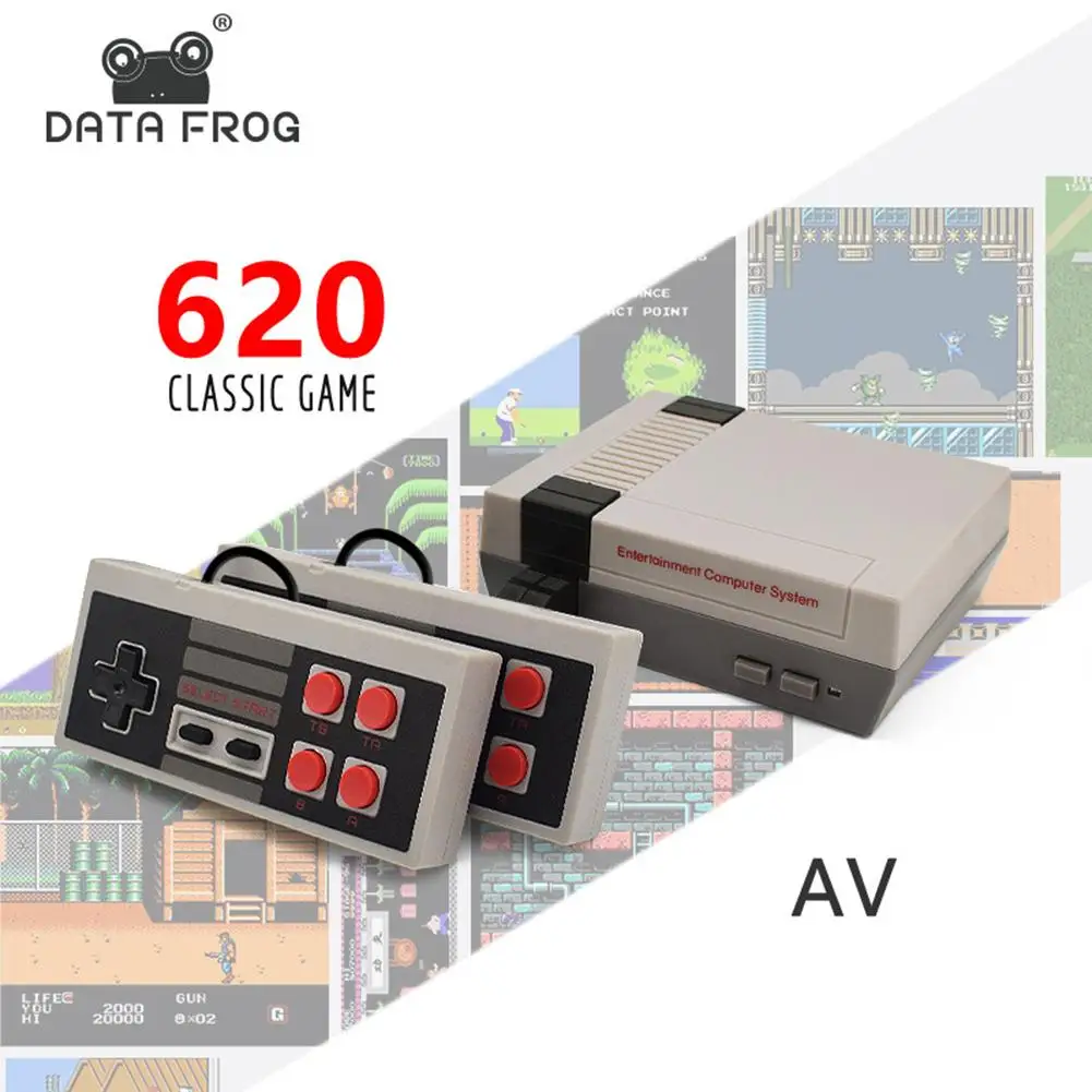 

DATA FROG Mini TV Game Console 8 Bit Retro Video Game Console Built-In 620 Games with Dual Controllers Handheld Game Player