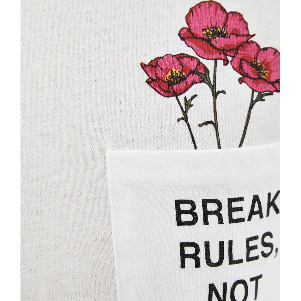 

Aesthetic T Shirt Women Summer Rose Graphic Pocket Kawaii Cute Basic White Cotton Short Sleeve Tee Tops Oversized Female