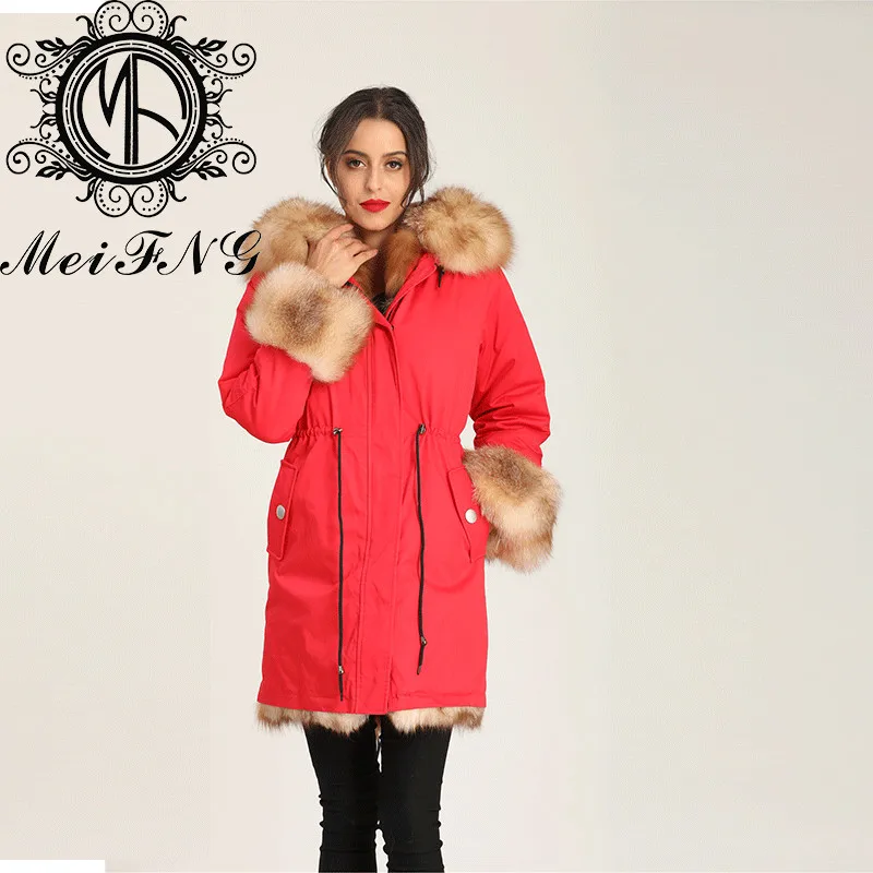 Корейская мода из натурального меха Красной лисы длинный большой мех Роскошная