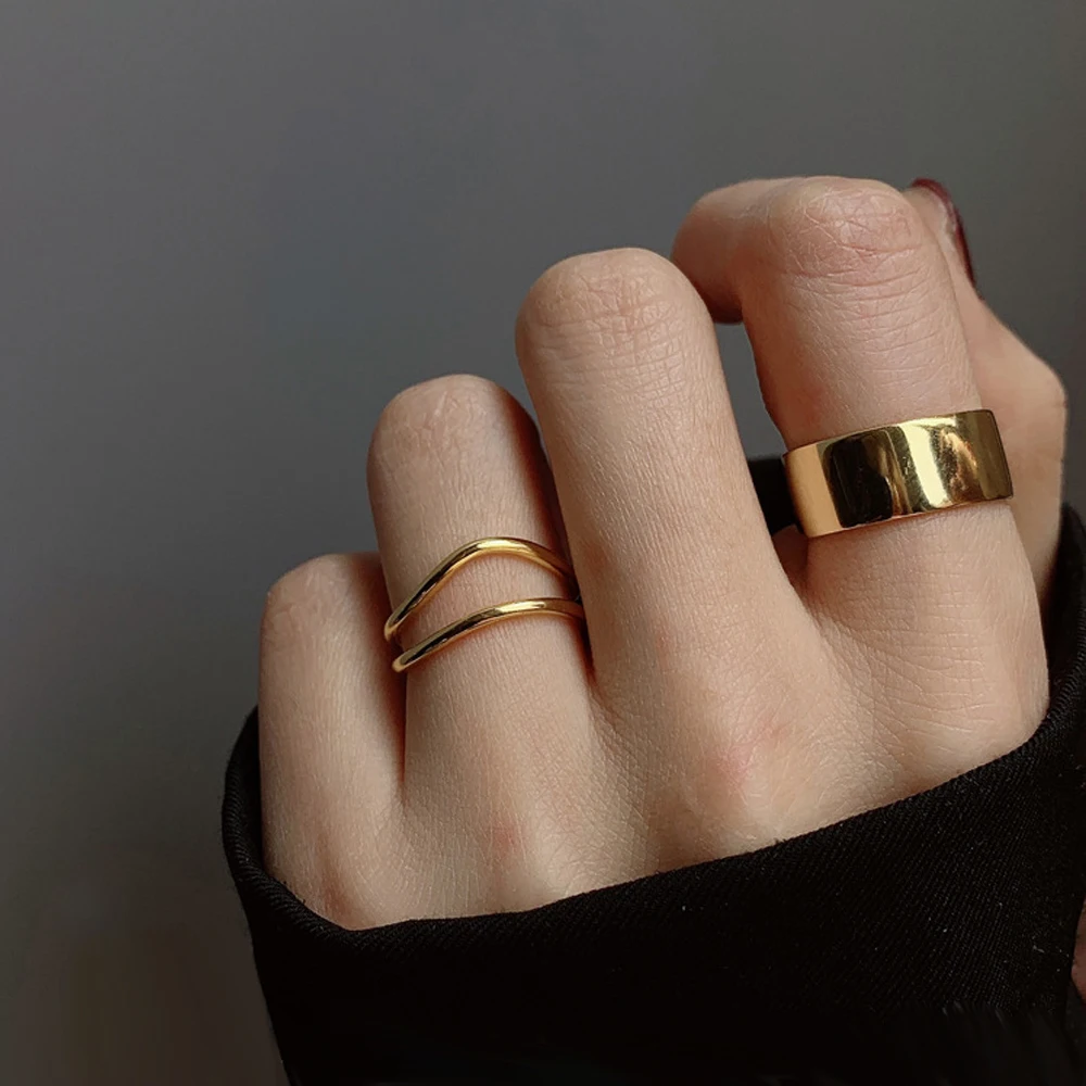 

2021 Fashion Sterling Silver Rings For Women Simple Adjustable Geometric Irregular Rings Jewelry anillos Wedding Birthday Gift