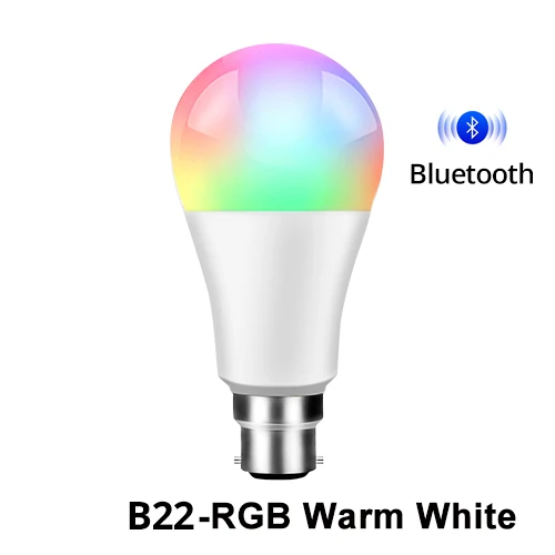 B22 RGB Warm White Беспроводной Bluetooth умный светодиодный светильник E27/B22 15 Вт Wifi умный светильник с регулируемой яркостью Домашний Светильник ing Quarto APP светодиодный светильник с дистанционным управлением - Испускаемый цвет: B22 RGB Warm White