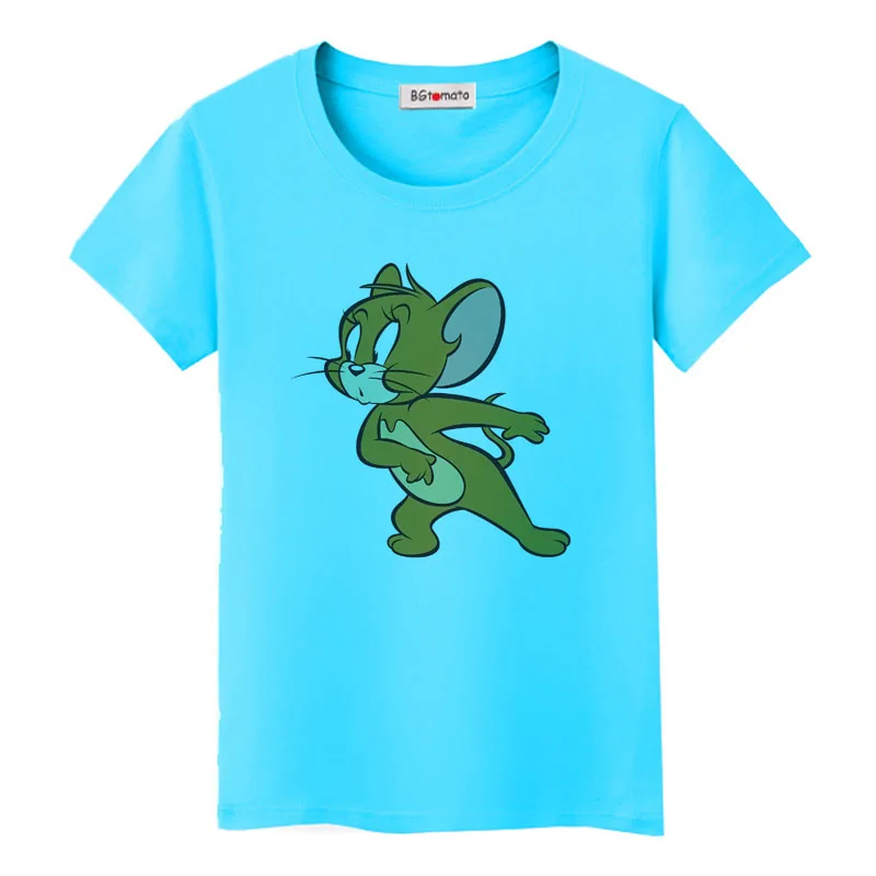 BGtomato, футболка, фильм, звезда, Джерри, мышь, kawaii, футболка, летняя, милая, милая, футболка, женская, дешевая, распродажа, брендовая, новая, мультяшная футболка