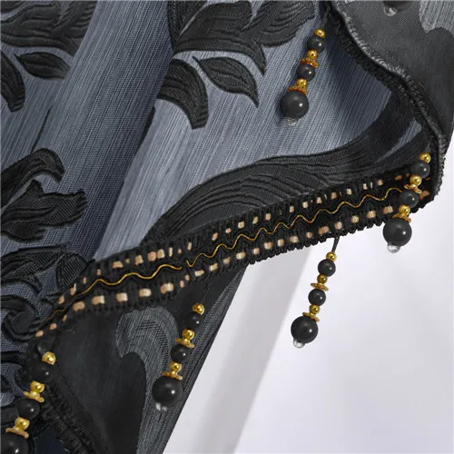 Black NAPEARL 1 шт. Роскошный вышитый бисером балдахин деревенский декоративный оконный занавес домашний фон водопад шторы для гостиной Готовые - Цвет: Black
