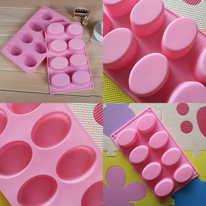 

Homemade Silicone Oval Shape Tray Chocolate Mould Making Soap Mold 1DIY 8-Cavity