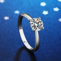 wholesale moissanite ring opening adjustable diamond ring band s925 silver one carat for women bridal wedding fine jewelry