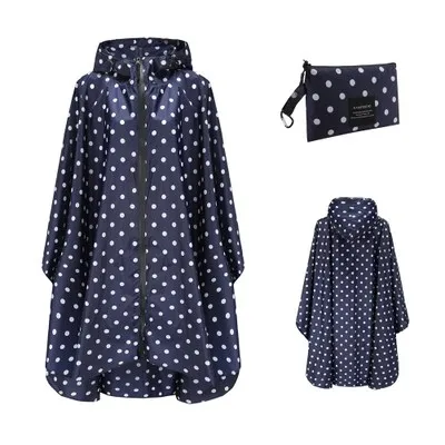 navy dots Дождевик для женщин и мужчин водонепроницаемый рюкзак, дождевик на открытом воздухе для пешего туризма Дождевик Пончо Куртка Плащ capa de chuva Chubasqueros - Цвет: navy dots