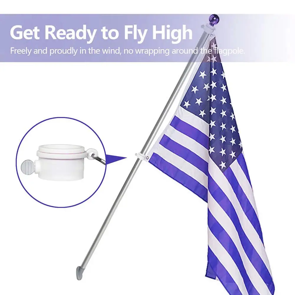 

2pcs Plastic Flagpole Mounting Rings Set With Fixed HookAnti Wrap 360 Rotatable Ring With Carabiners Anti-winding Flagpole Tool