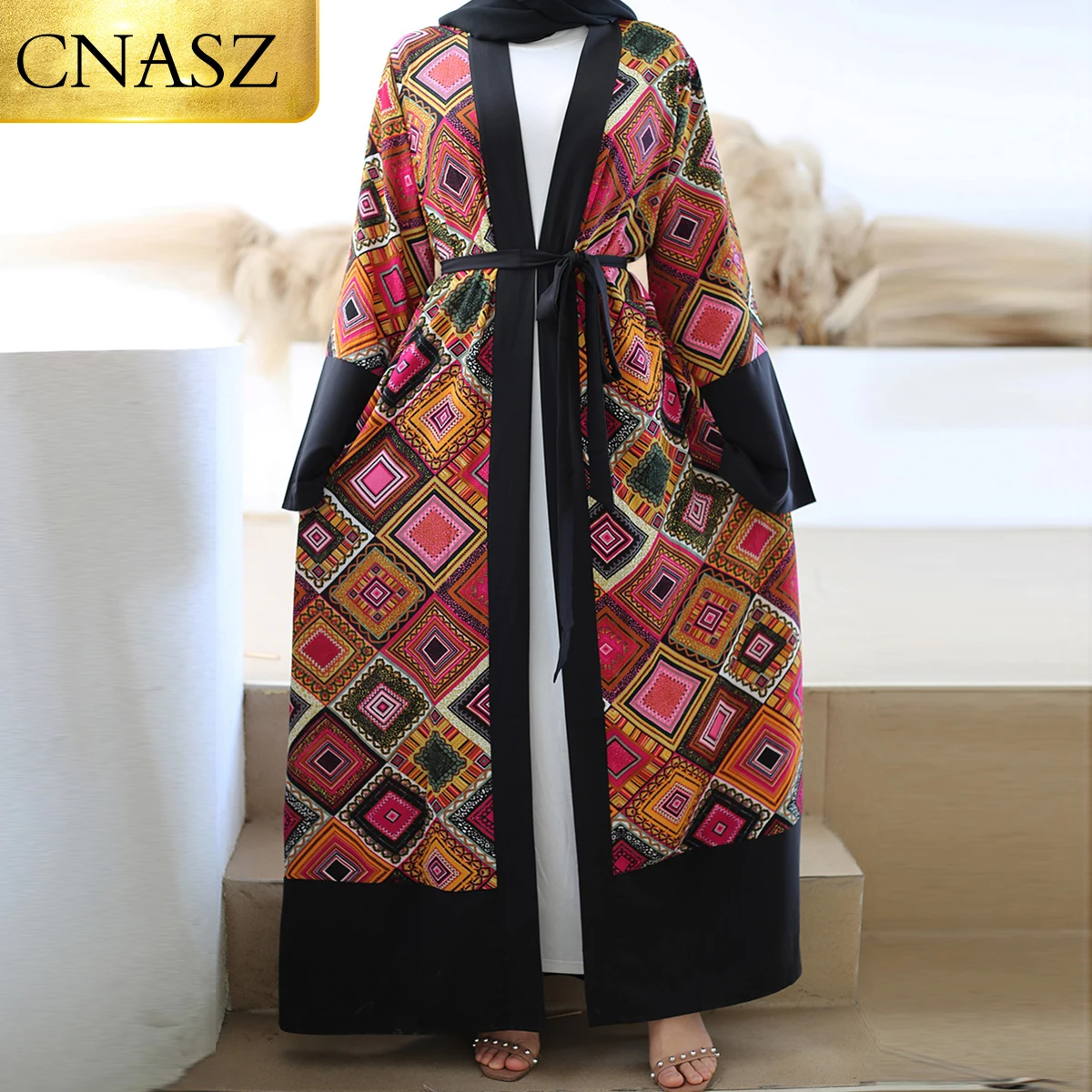 

Абайя для женщин, модный кафтан в дубайском стиле, новый Арабский Мусульманский Исламский кардиган, Марокканское кимоно на Ближний Восток