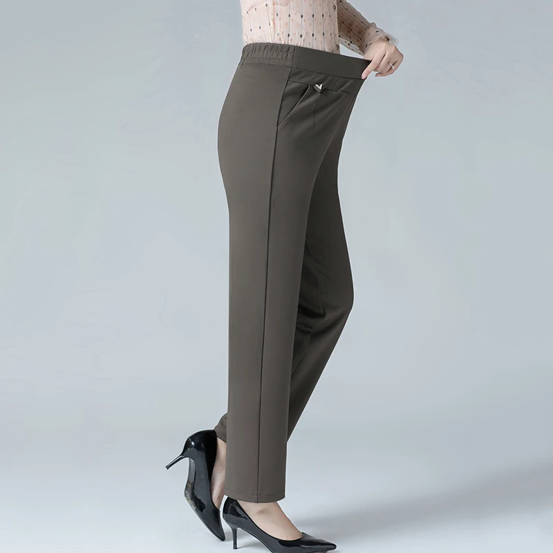 

Plus size middle-aged women's Trousers Autumn Winter Loose Pants Plus Velvet Straight-leg Pants External wear Warm Trousers 6XL