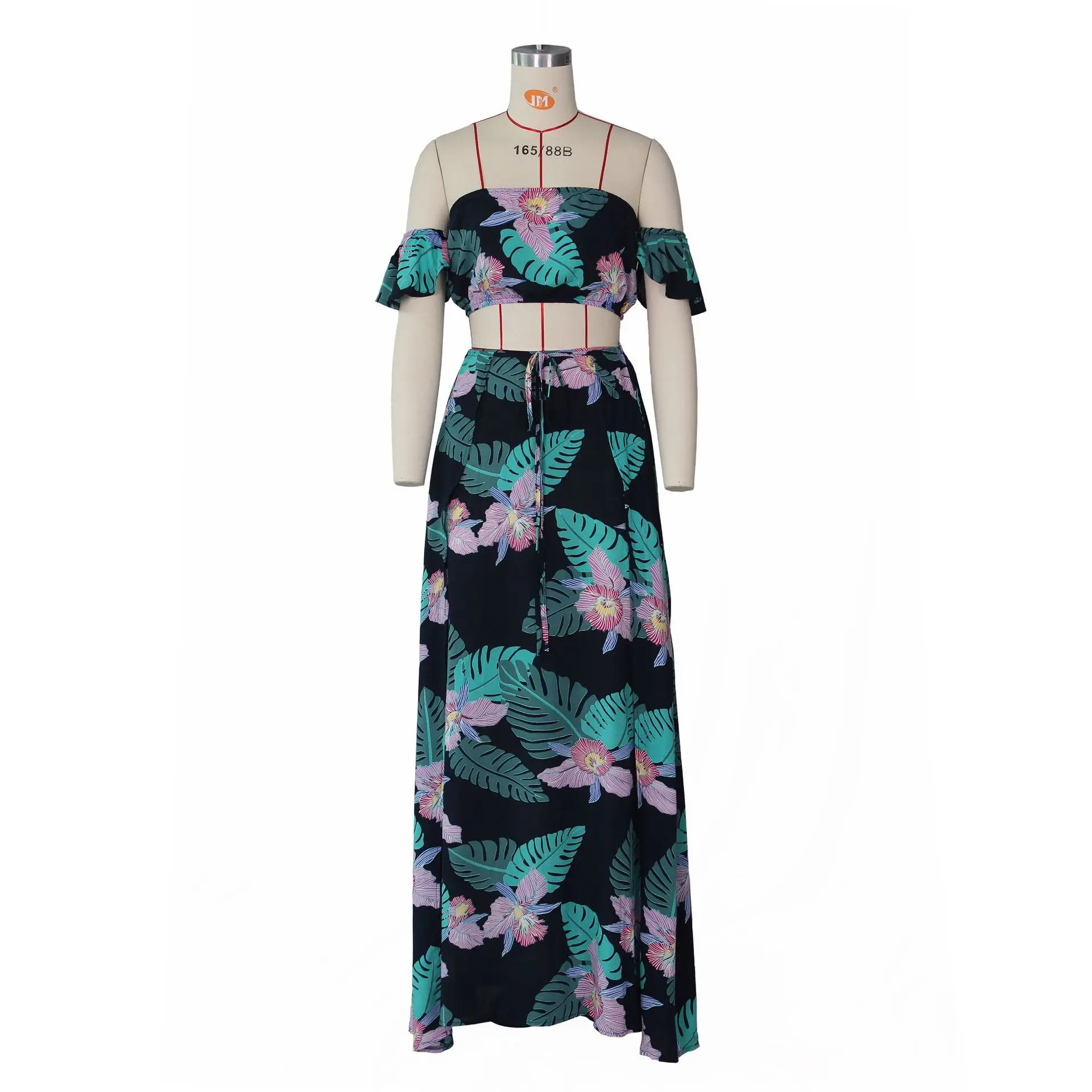 Летнее Женский комплект 2 шт. платье сексуальный укороченный топ с открытыми