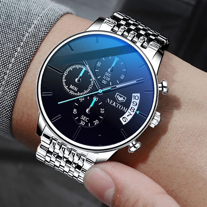 Часы наручные NEKTOM Мужские кварцевые модные деловые водонепроницаемые со