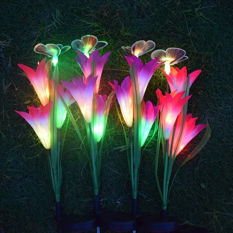 

Solar Lily And Butterfly Simulation Garden Led Lights Creative Outdoor Waterproof Garden Decorative Landscape Lawn Lights