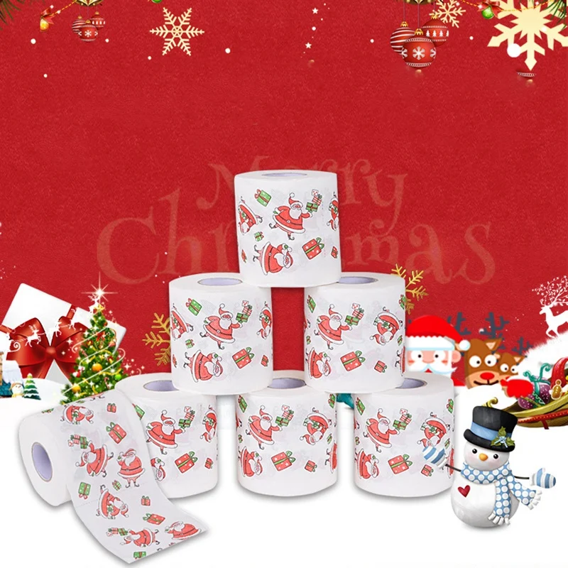 2 слоя 10 рулонов с Рождеством рулон бумаги Санта печать бумаги|Туалетная бумага| |