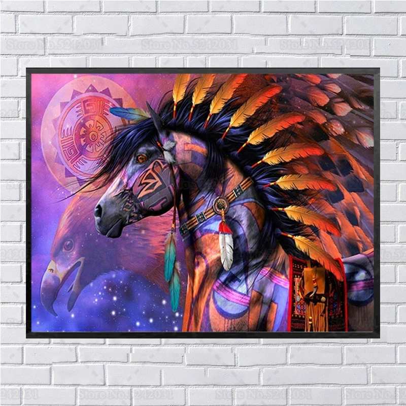 Алмазная живопись с изображением индийского коня полный набор для вышивки