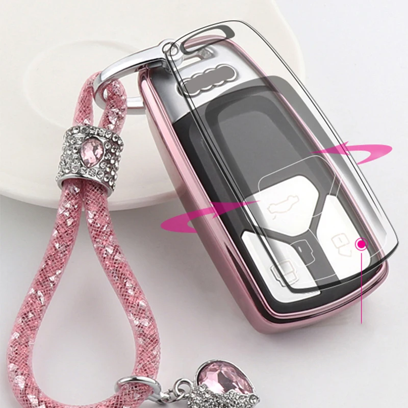 Quicksand Car Key Case For Audi A4 New A4L A5 A6L QT S5 S7 Q7 TTS Cover Fully Shell Remote Protector | Автомобили и мотоциклы