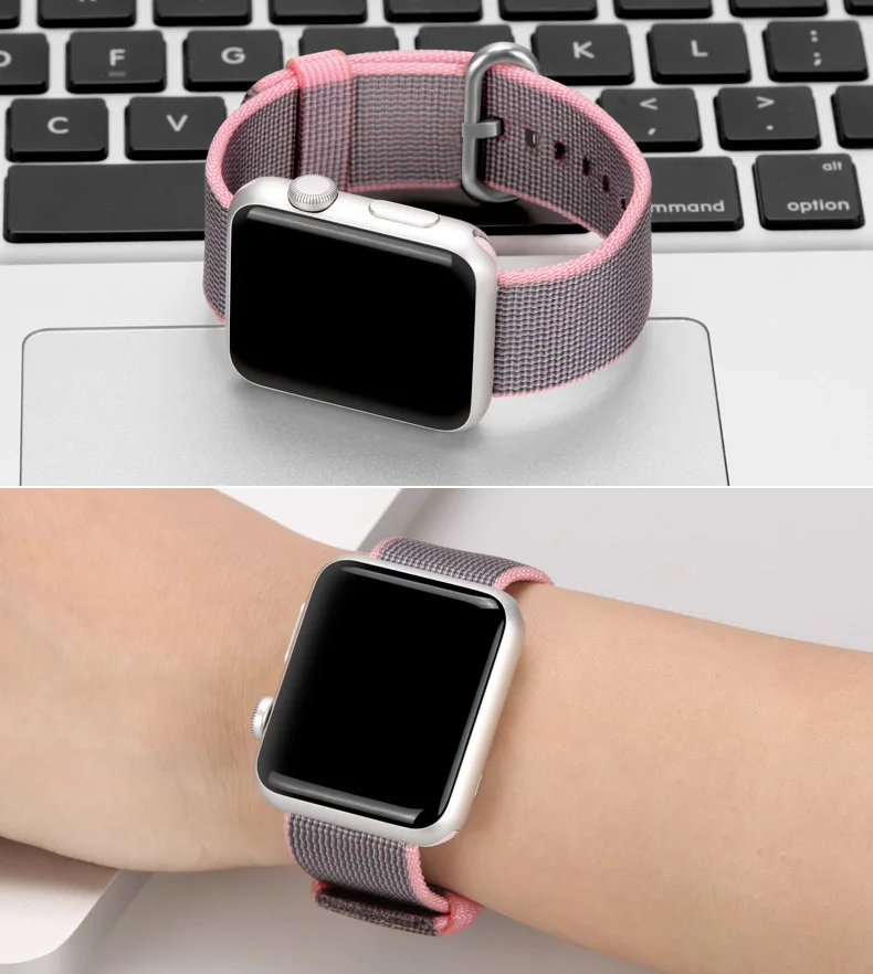 Нейлоновый ремешок для apple watch band 42 мм 38 мм iWatch 4 Band 44 мм 40 мм браслет ремень Спортивная петля ремешок для apple watch 4 3 2 1