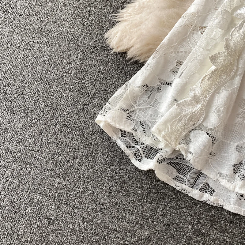 

Spaghetti Dress New Ladies Dresses Summer 2021 Sundresses Women Fashion V-neck Halter White Lace Beach Dress Robe Sexy Femme