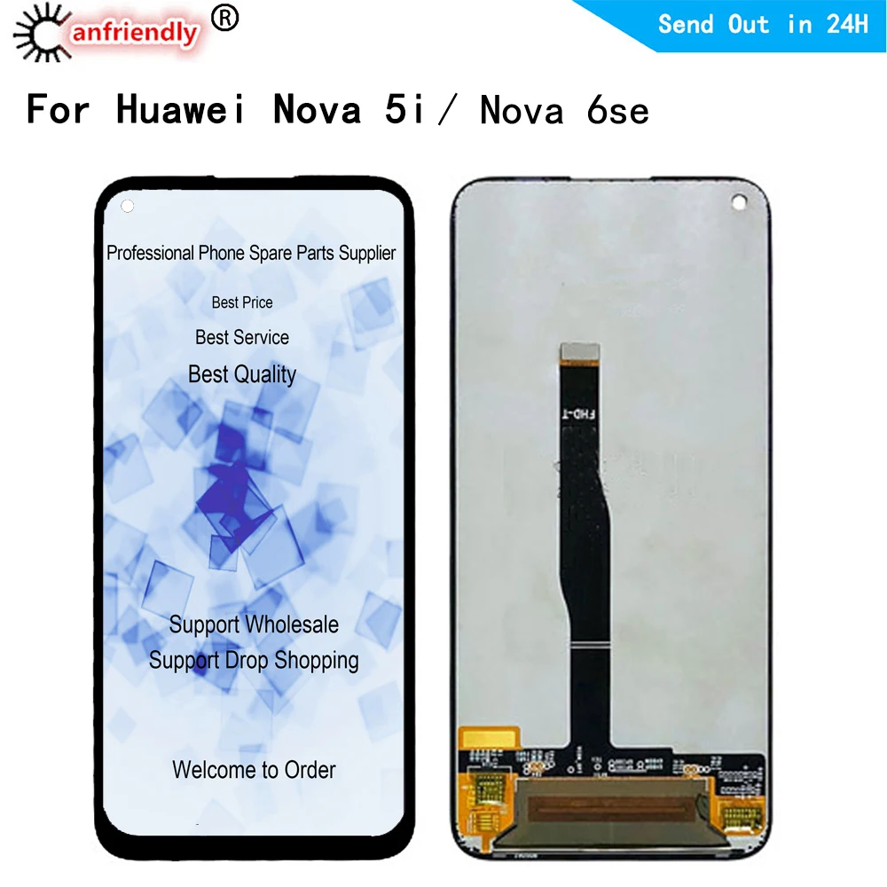 Para Huawei Nova 5i 6SE GLK-LX1 LX1U LX2 LX3 AL00 TL00 pantalla LCD Pantalla de panel t&aacute;ctil digitalizador con marco Asamblea Nova5i-0
