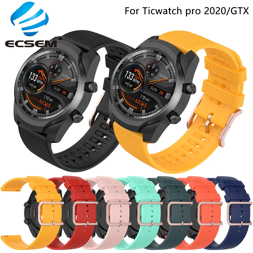 Силиконовый ремешок для Ticwatch pro 2020 аксессуары часов Ремешок GTX браслет 22 мм