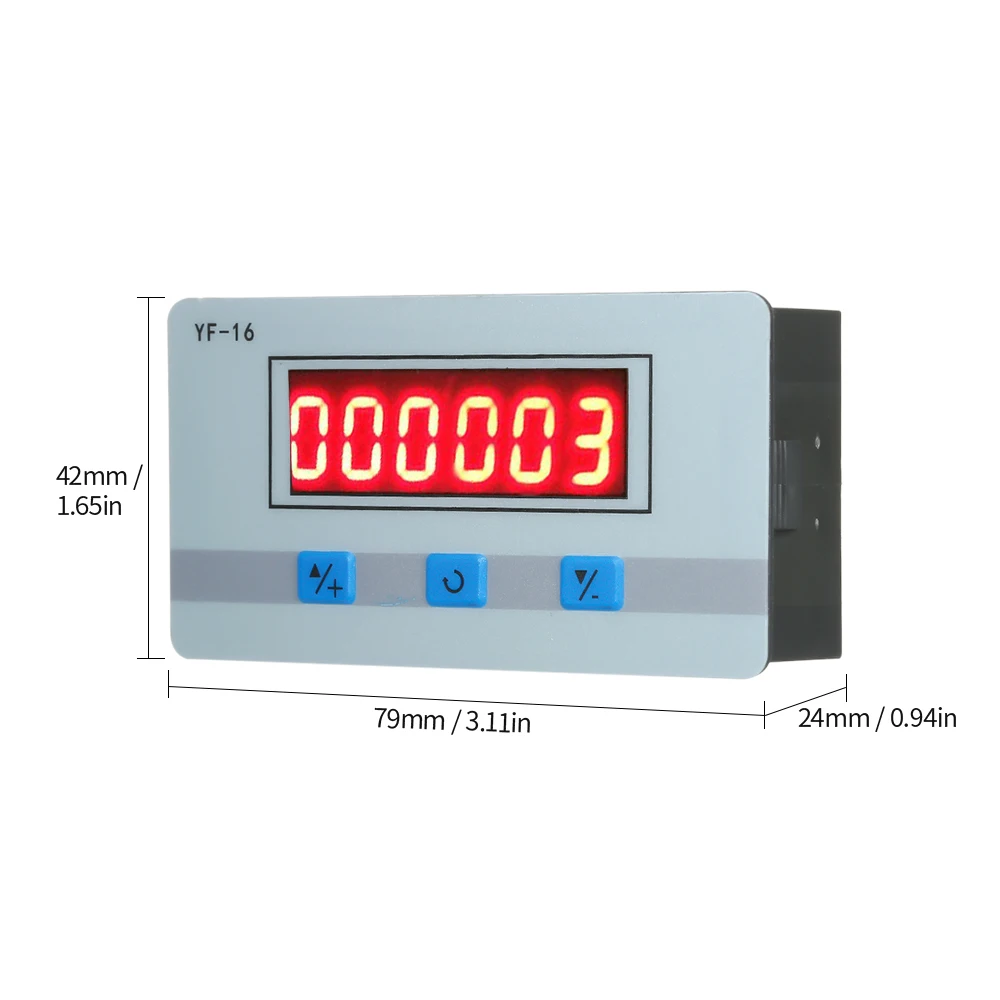 

Mini LCD Digital Counter Module DC/AC5V~24V Electronic Totalizer with NPN and PNP Signal Interface 1~999999 Times Counting Range