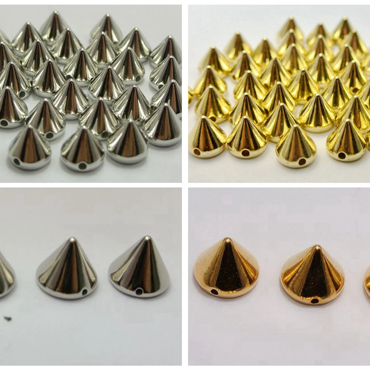 Конические бусы шпильки, 6x6 мм, 8x8 мм, 200 металлик, серебристый, золотой, акриловый, в стиле рок-панк