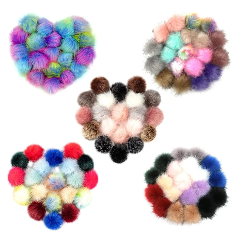 

20 Pieces/Pack Faux Fox Fur Pom Poms Balls DIY Handmade Crafts Supplies Assorted Colors Plush Balls Knitting Accessories