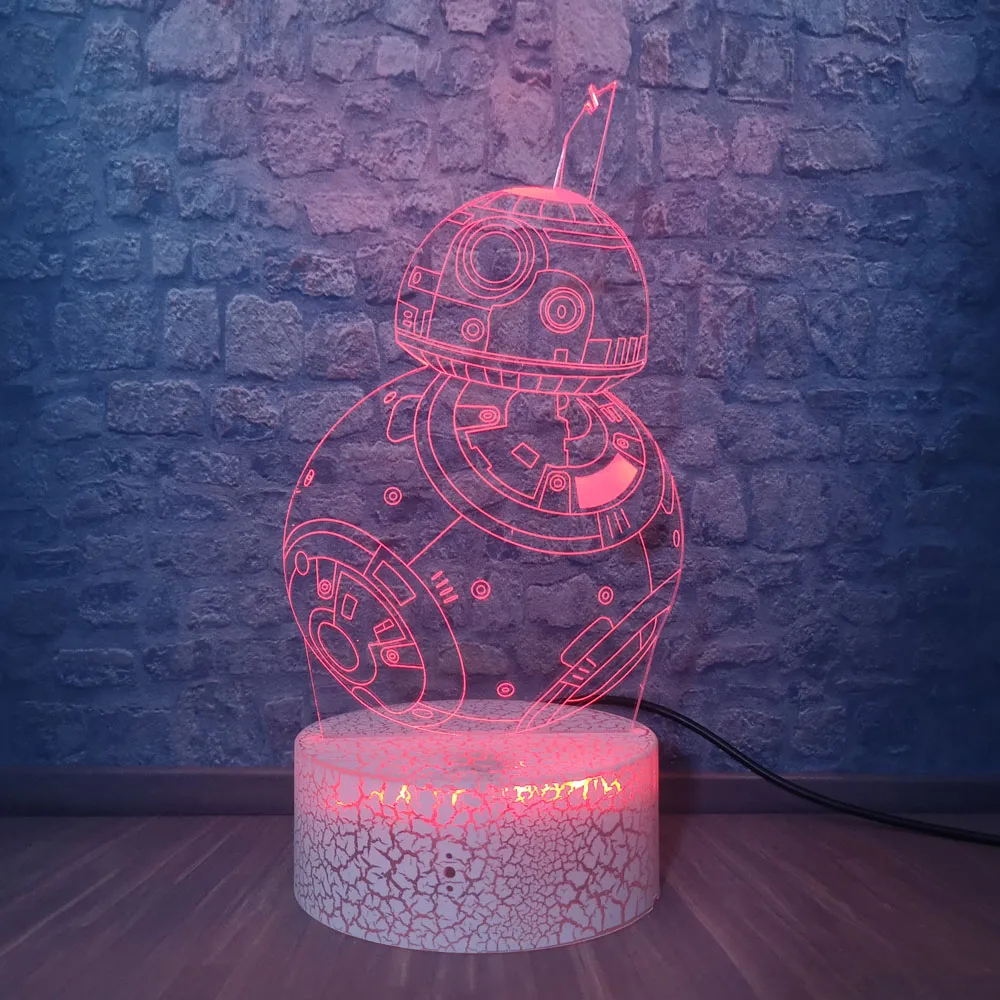 3D Звездные войны, Звезда смерти BB8 ночник 7 цветов меняющийся светодиодный настольная лампа с иллюзией для детей прикроватный Декор Usb Touch Lampara подарки