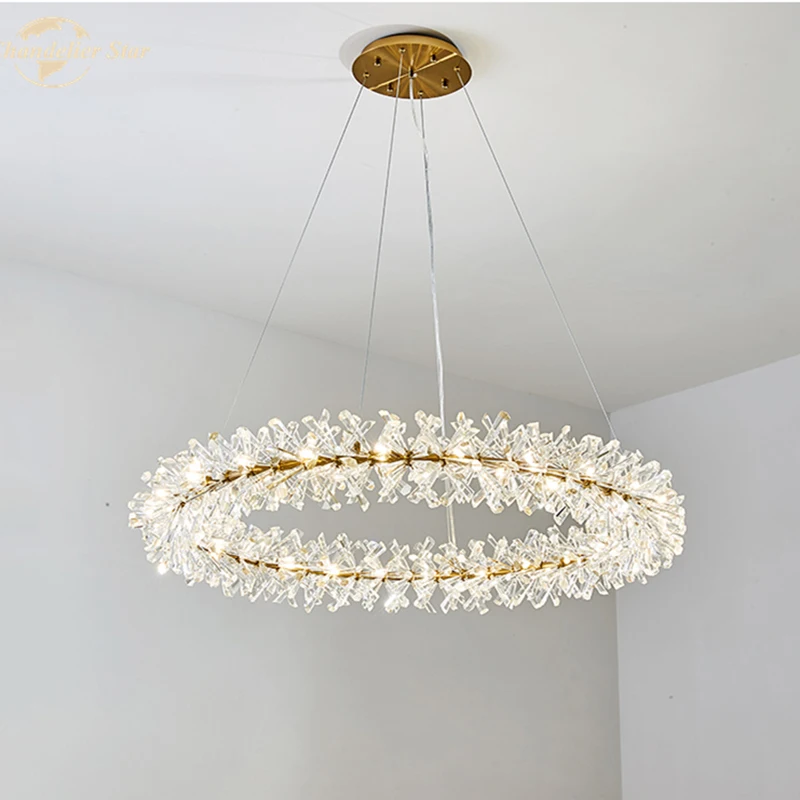 

Luxury Flowers Chandeliers Lighting Crystal Modern LED Lights Nordic Firely Indoor Lamp for Living Room Bedroom Dining Room