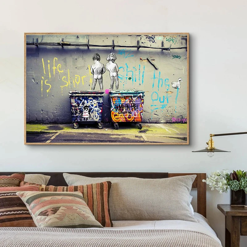 Бэнкси стрит-арт Жизнь короткая холод утки летают плакаты и напечатанные