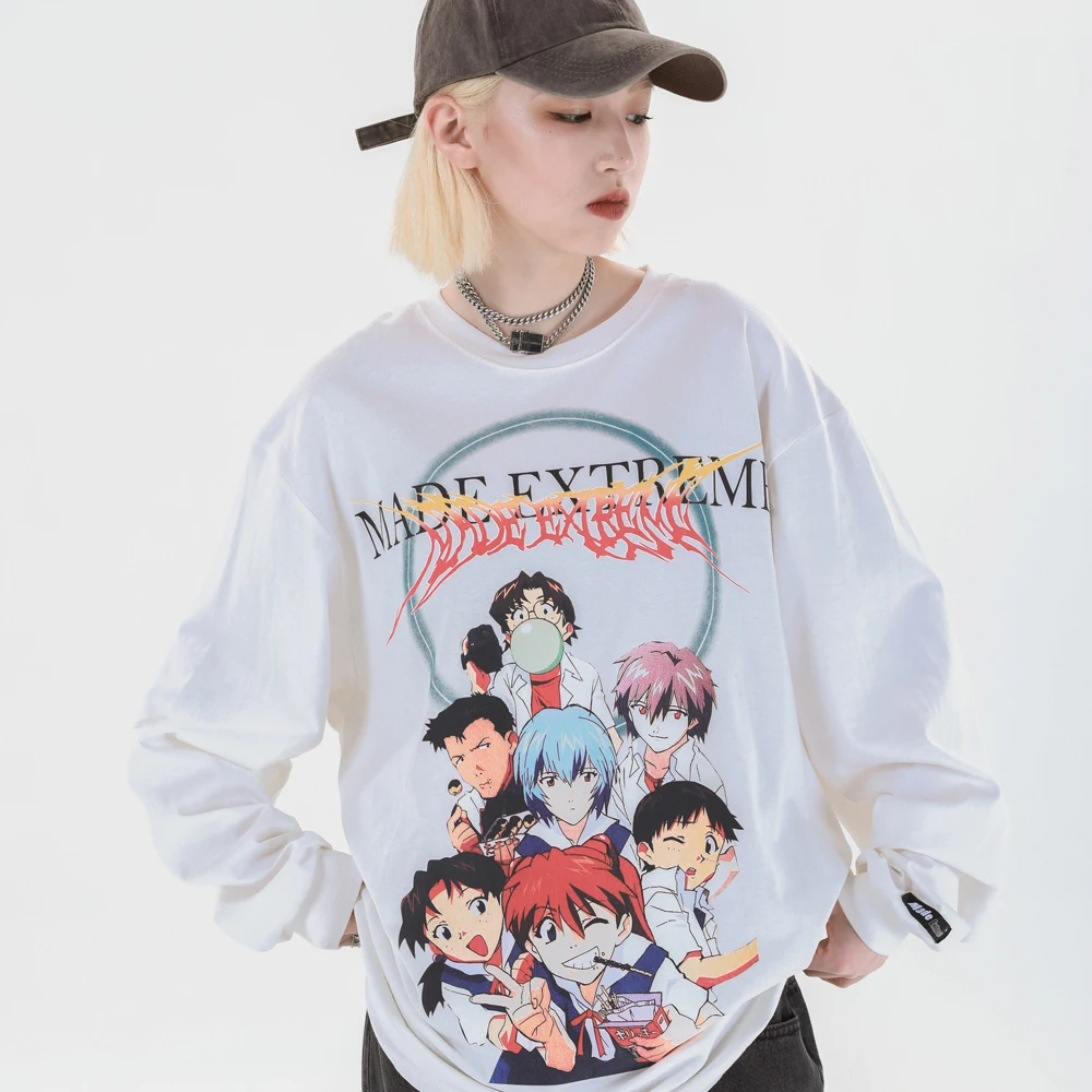Дизайнерская Милая Винтажная Футболка Kawaii с длинным рукавом и графическим