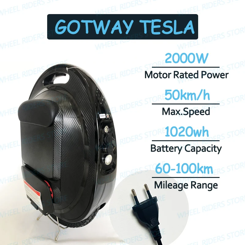 Gotway Tesla новейший обновленный с кнопкой против вращения и звуком Bluetooth 1020Wh 2000 Вт Одноколесный Электрический велосипед - Цвет: Tesla 2019 EU Plug