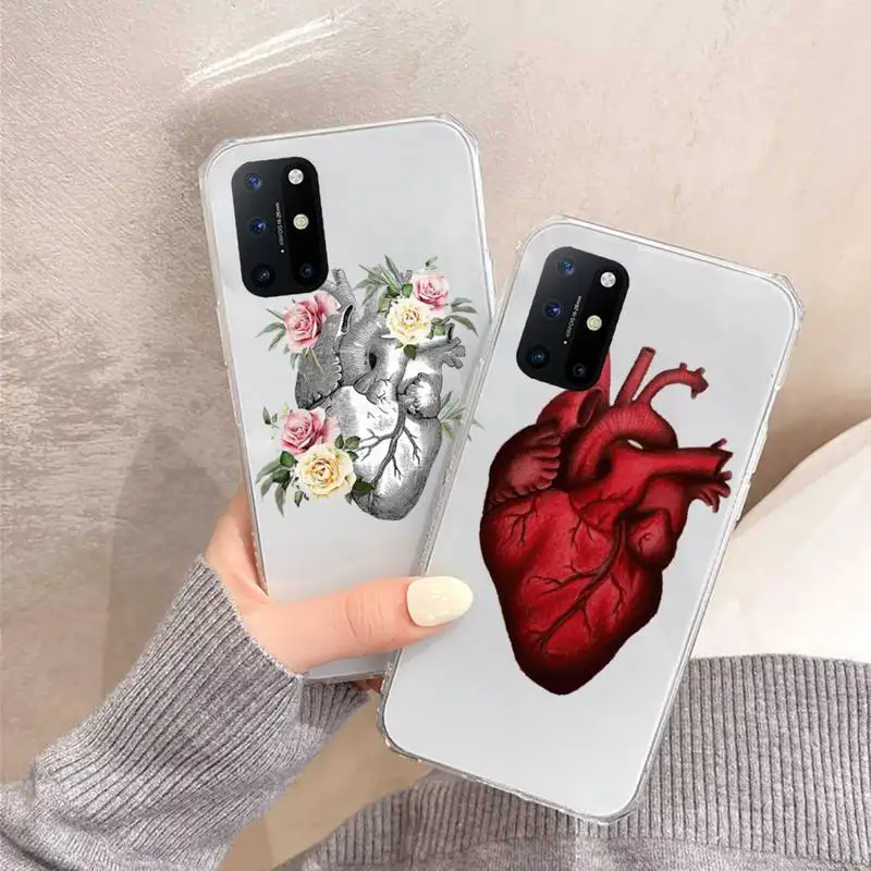 

anatomy heart flowerpattern Phone Case Transparent for OnePlus 7 9 8 t pro
