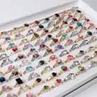 30 шт.лот модные красочные циркониевые посеребренные кольца из нержавеющей стали для женщин Смешанные стильные свадебные украшения подарки вечерние Ринок