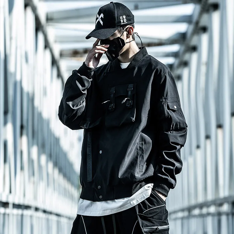 

Куртка-карго HOUZHOU Techwear Мужская, черная уличная одежда, свободная стандартная Корейская, с карманами в стиле хип-хоп, темно-синего цвета, весн...