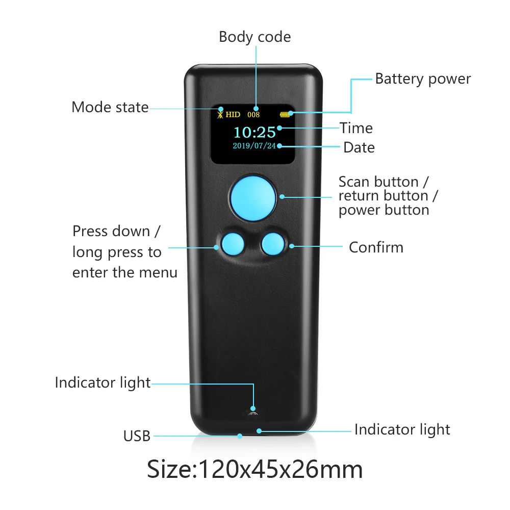 Eyoyo BT55 портативный 1d высокоскоростной Ручной bluetooth Штрих Код QR код 3 в 1 сканер